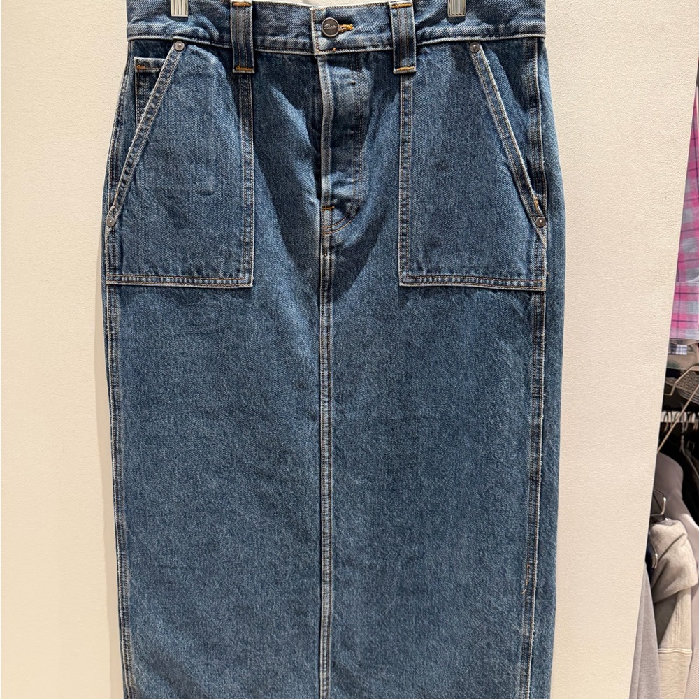 KHAITE Blue Denim Genevieve Skirt
